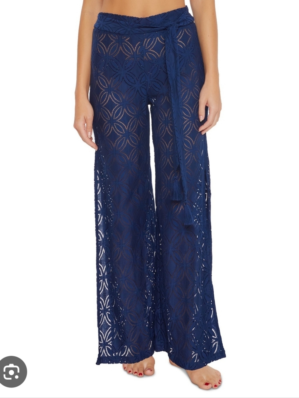 TRINA TURK PACHECO SPLIT HEM COVERUP PANTS NAVY BLUE S - NWT